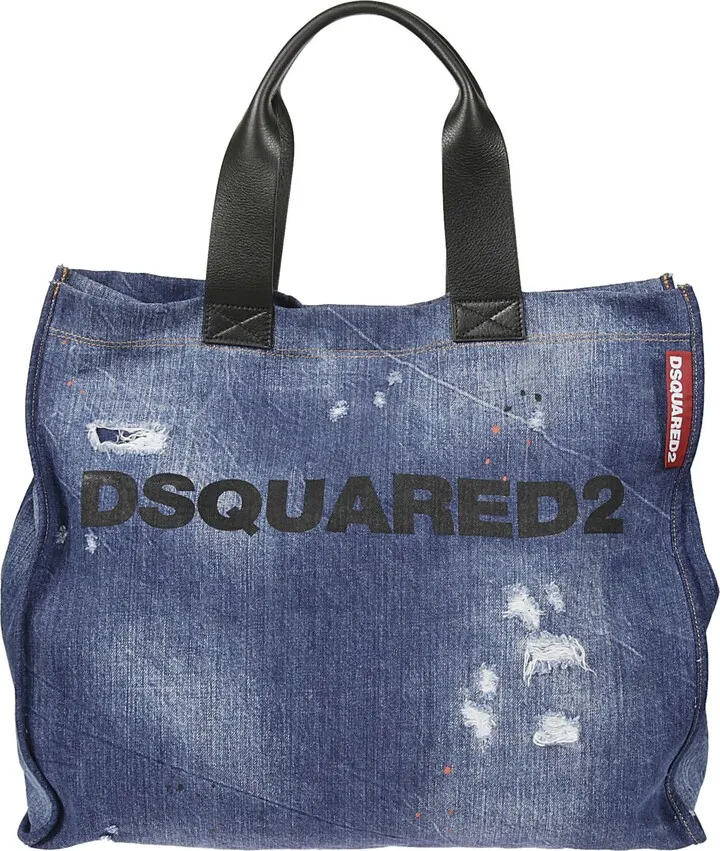 Distressed Denim Shopper Bag