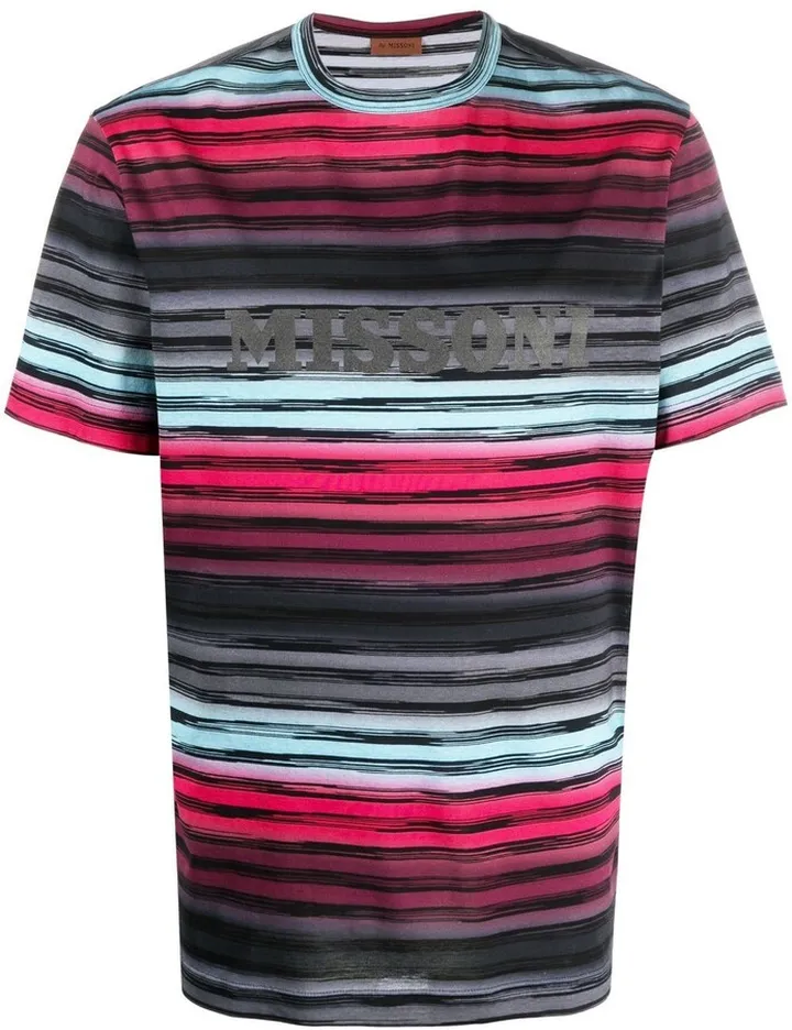 striped logo-print T-shirt