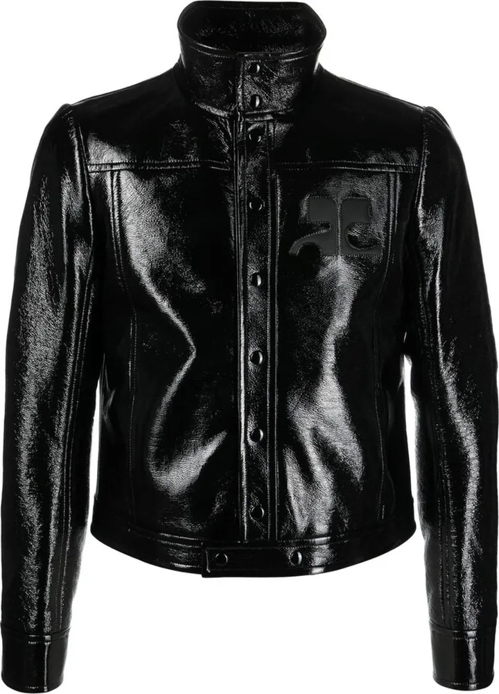 Logo-Patch Faux Leather Jacket