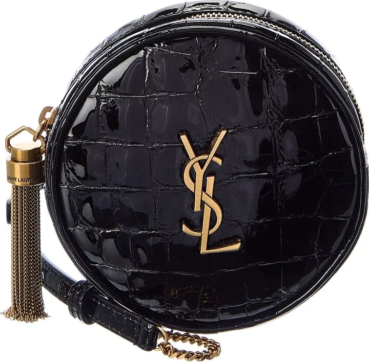 Saint Laurent Vinyle Baby Croc-Embossed Patent Belt Bag