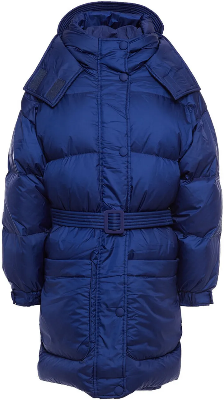 Killer J belted quilted shell hooded down coat