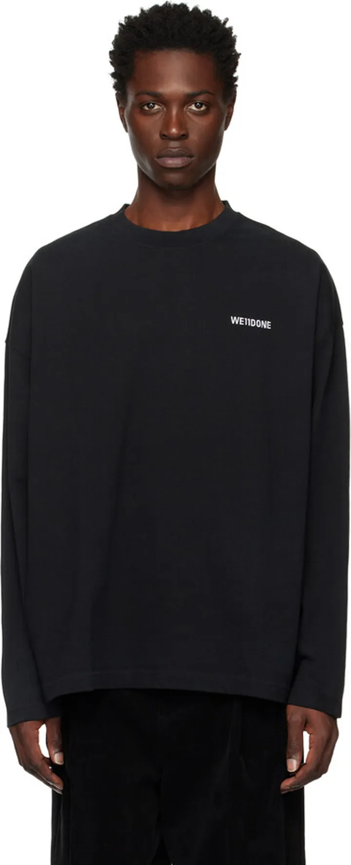 We11done Black Embroidered Long Sleeve T-Shirt