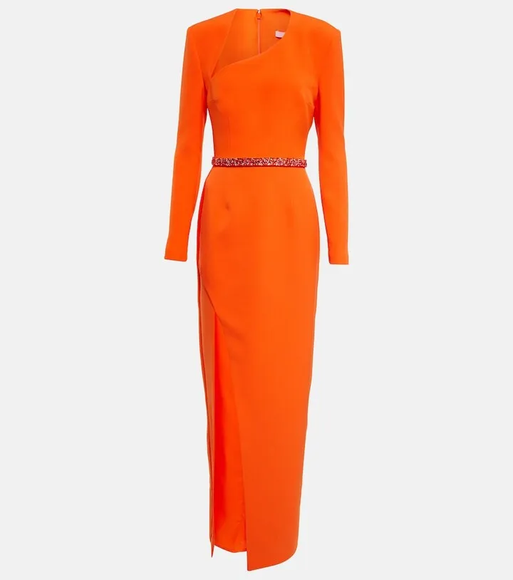 Embellished crepe gown