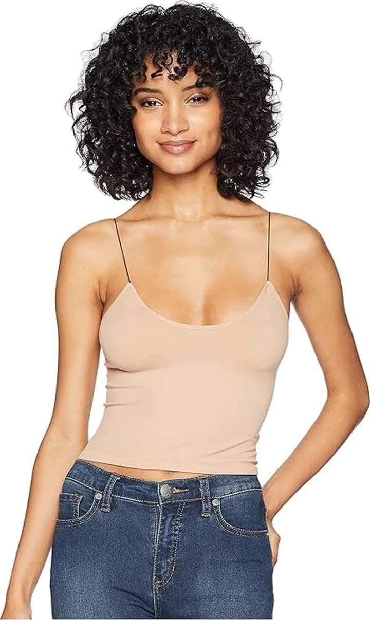 Free People Seamless Skinny Strap Crop Cami (Natural) Women's Sleeveless