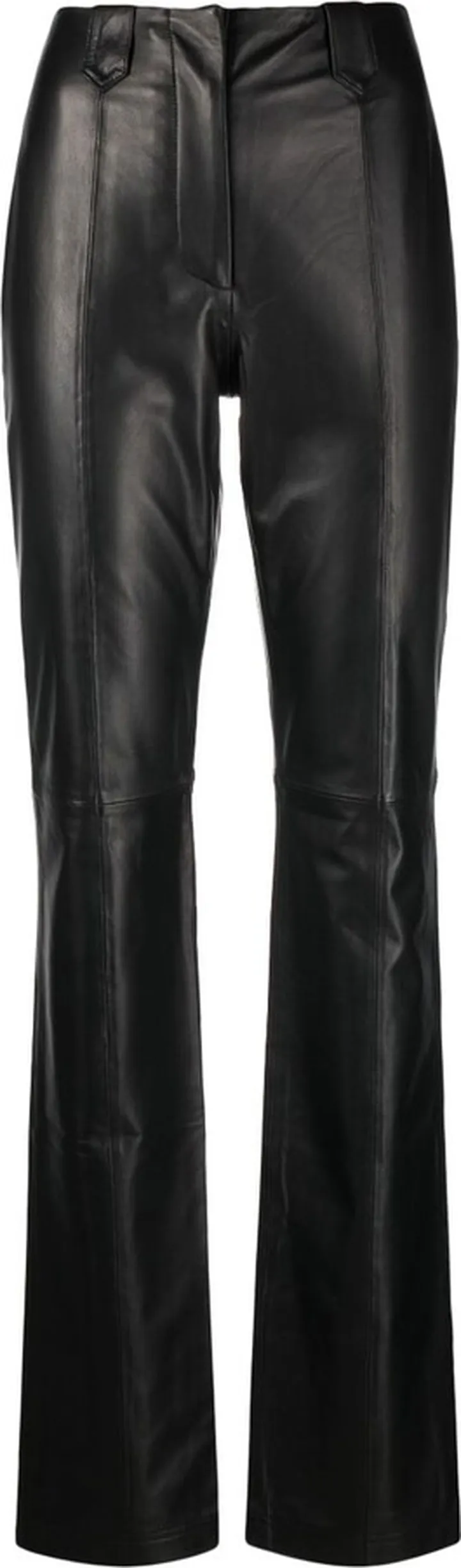 Black Ronnie Flared Leather Trousers