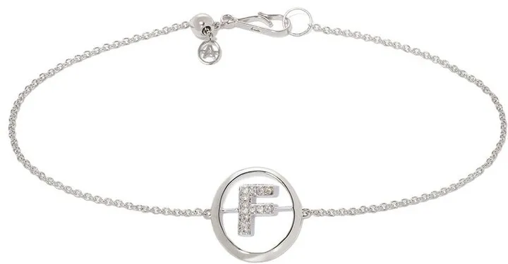 18kt white gold diamond Initial F bracelet