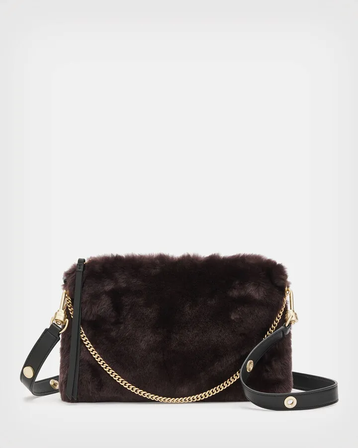 Eve Shearling Crossbody Bag - Cordovan Red