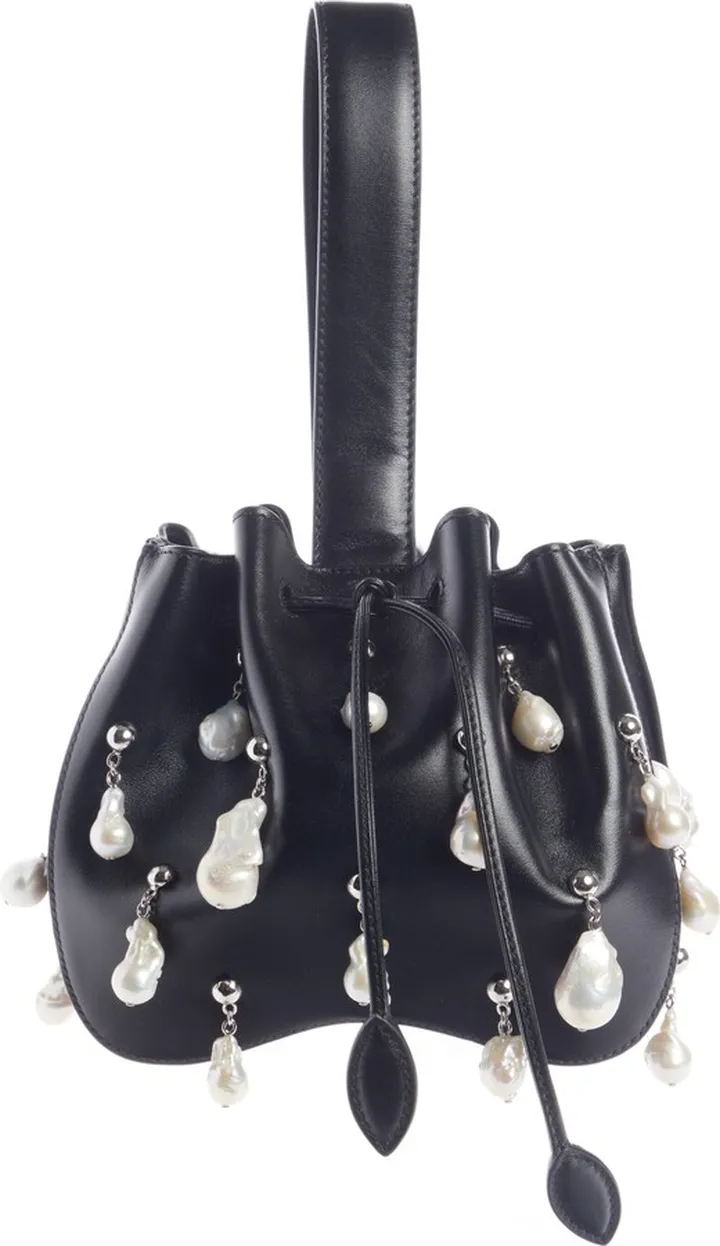 Rose Marie Pearl Detail Calfskin Wristlet
