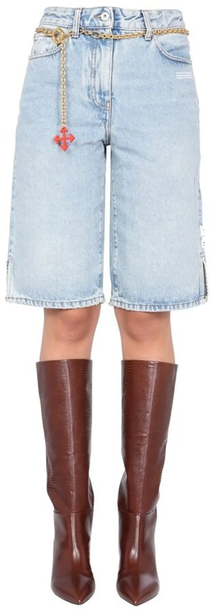 Off-White Logo Printed Denim Shorts