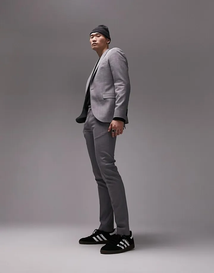 Topman stretch super skinny suit pants in gray
