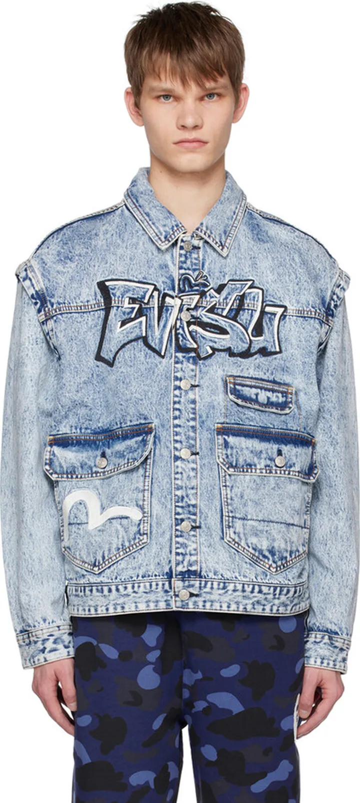 Evisu Blue Convertible Denim Jacket