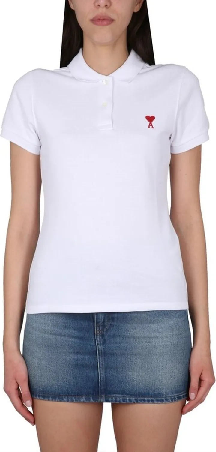 AMI Ami de Coeur Logo Embroidered Polo Shirt