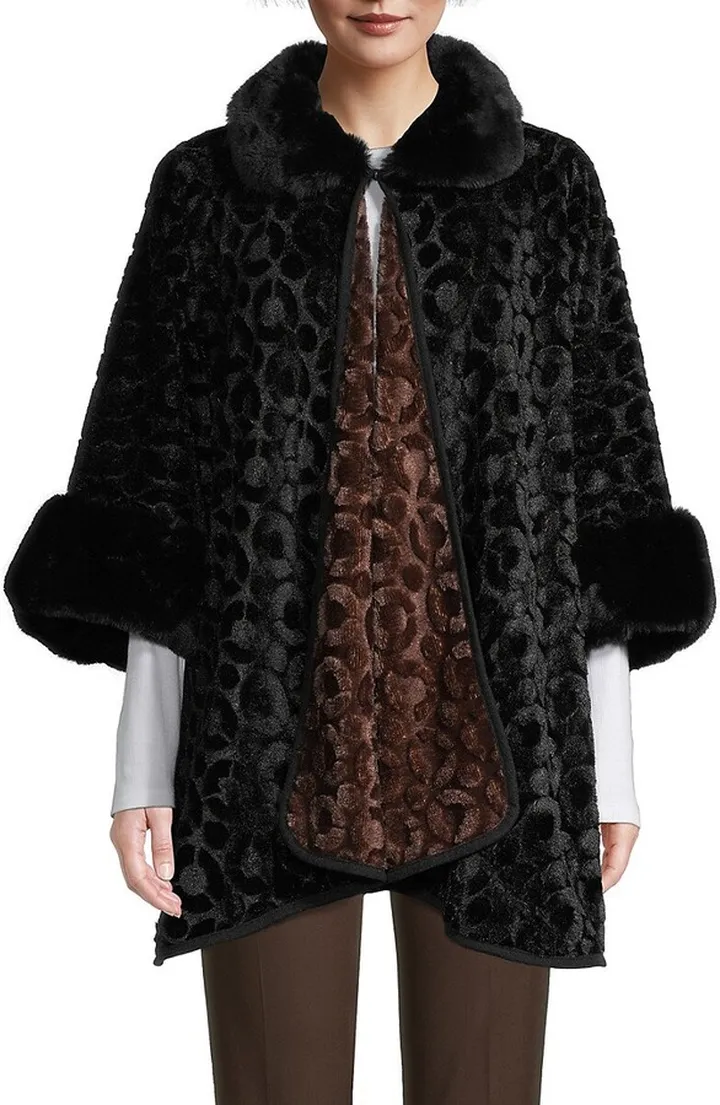 Faux Fur Collar Kimono
