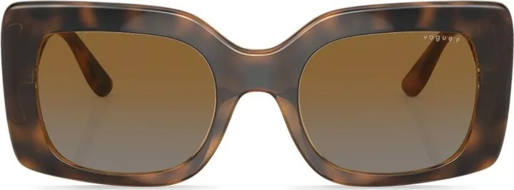 Tortoiseshell-Effect Square-Frame Sunglasses