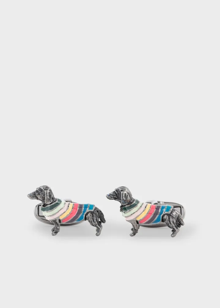 Silver 'Dog In Jumper' Cufflinks