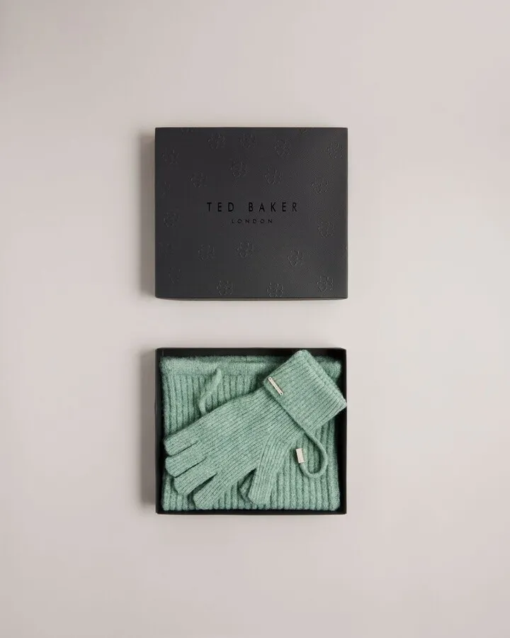 Snood And Gloves Gift Set in Green