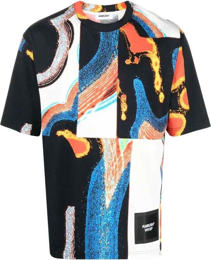 abstract-print cotton T-shirt