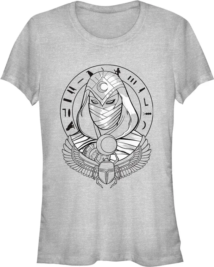 Junior's Marvel: Moon Knight Winged Scarab Portrait Sketch T-Shirt - Athletic Heather - Large