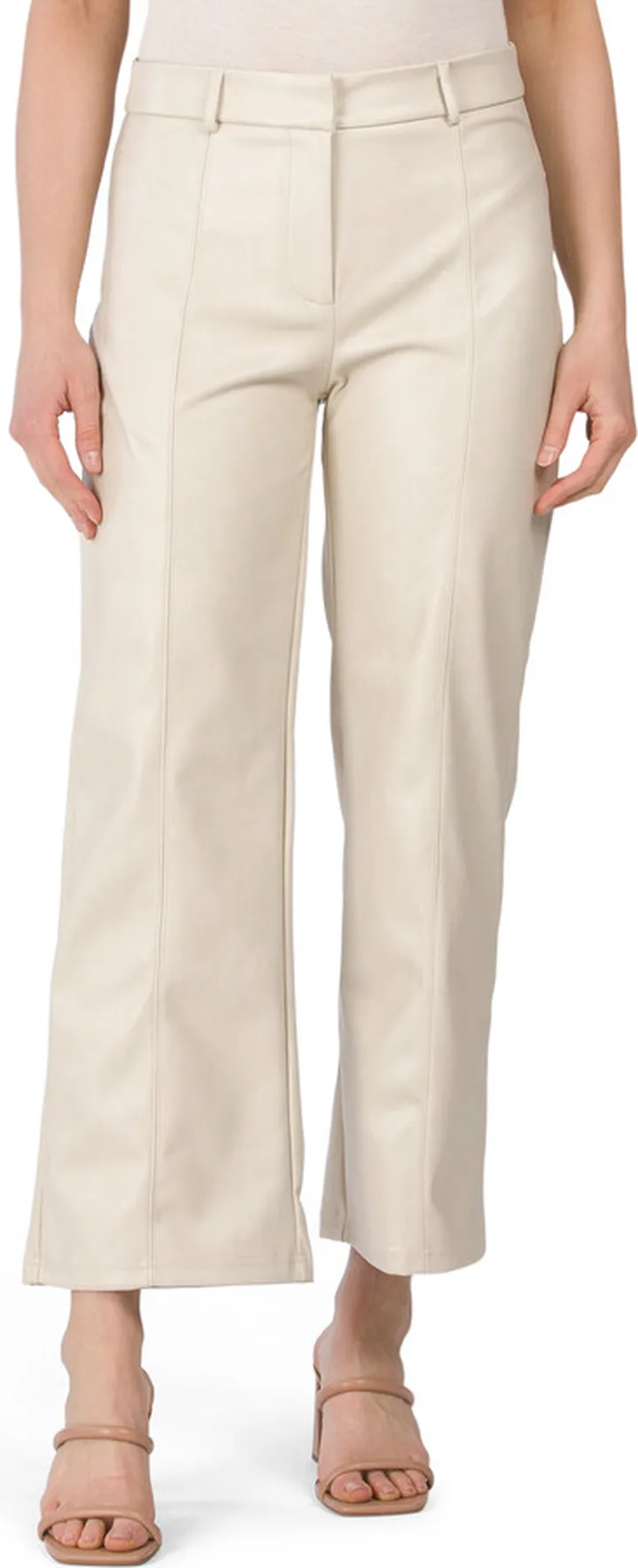 Faux Leather Straight Leg Cropped Pants