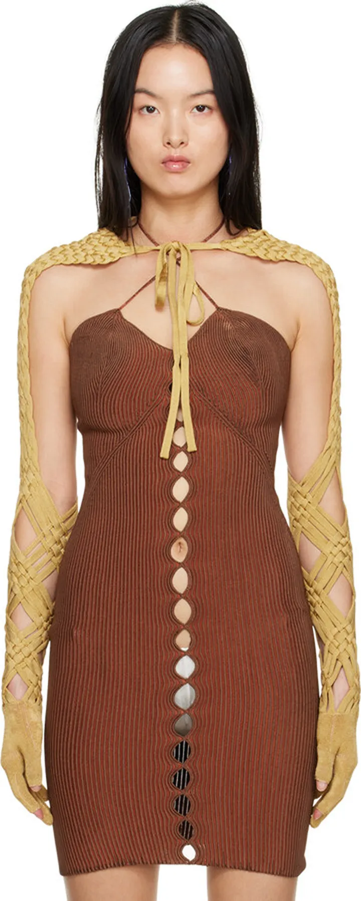 Isa Boulder SSENSE Exclusive Beige Spiralweave Gloves