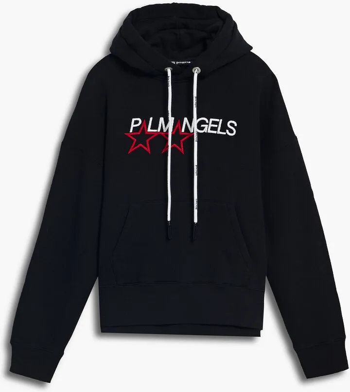 Embroidered French cotton-terry hoodie