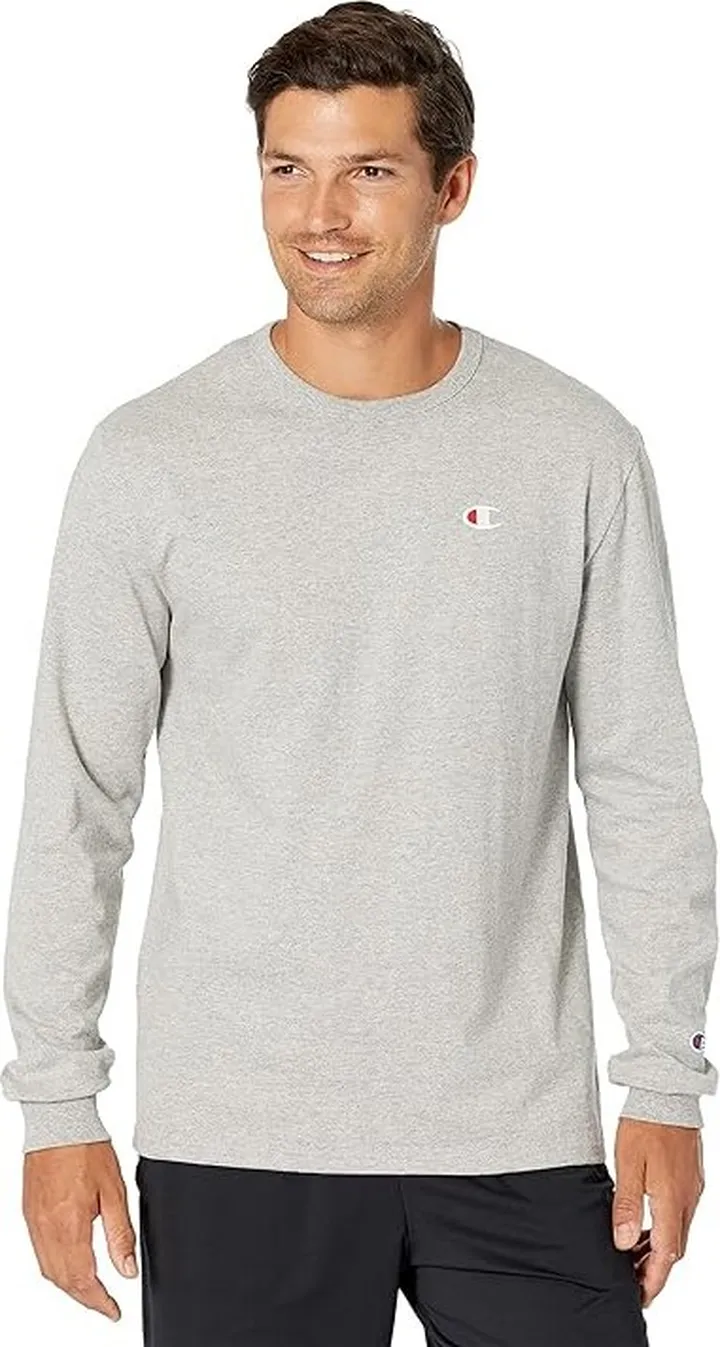 Champion Heritage Long Sleeve Tee (Oxford Gray) Men's Clothing