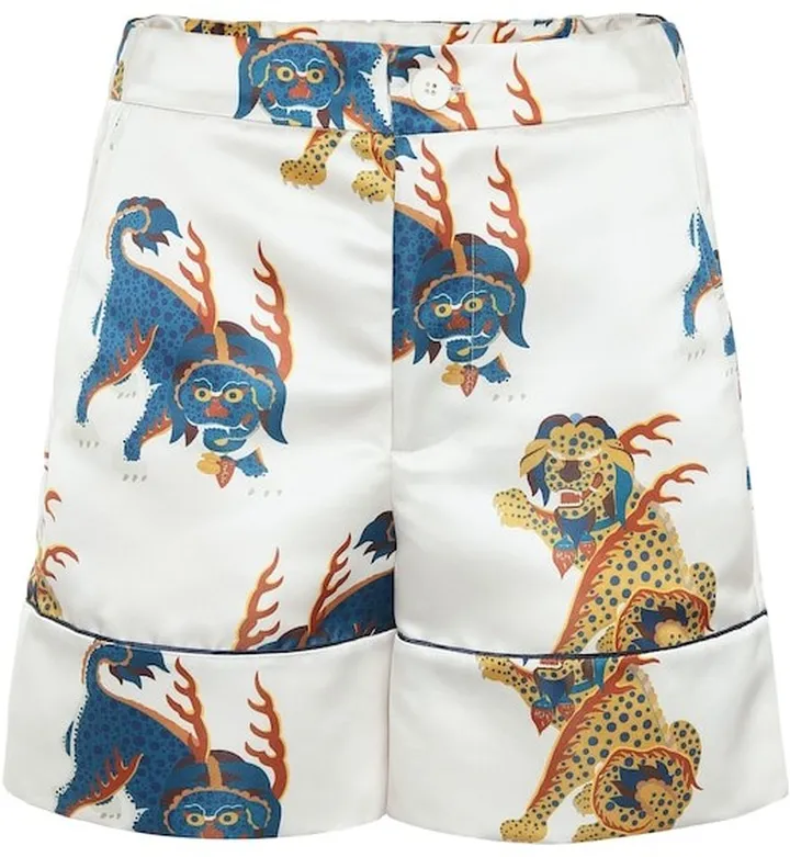 High-rise wide-leg satin shorts