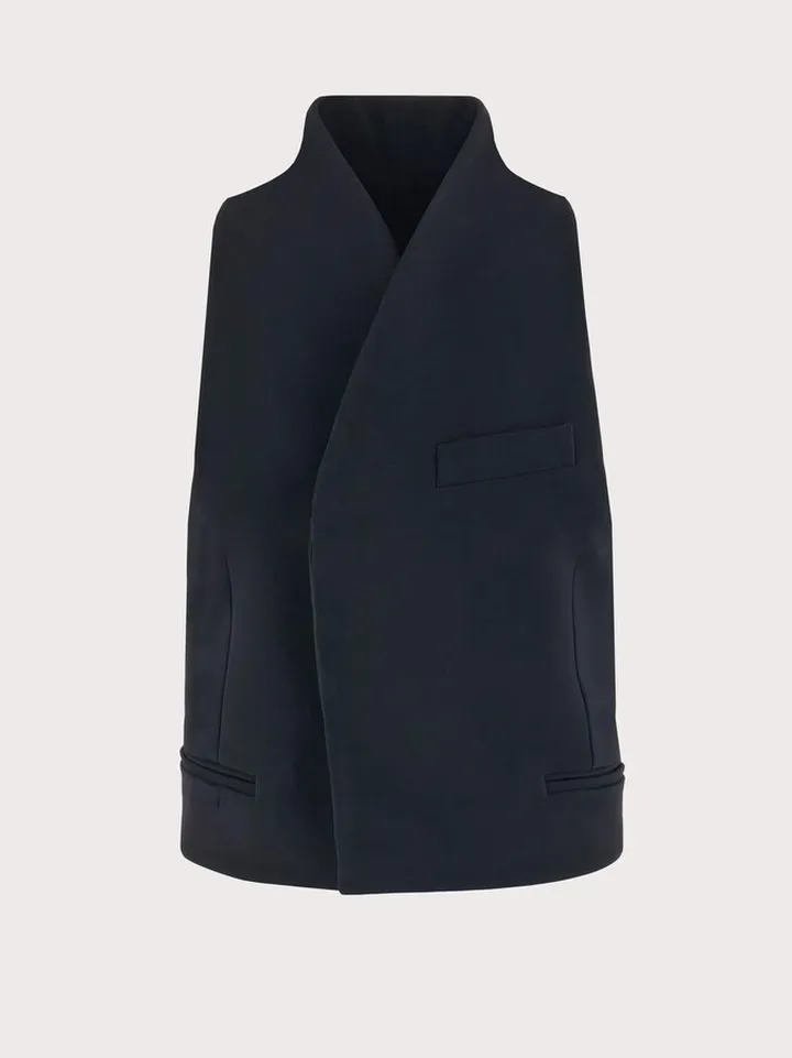Ferragamo Men Double breasted slim fit waistcoat Black