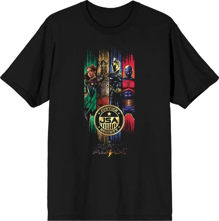 DC Comics Black Adam Justice Society Men’s Black Graphic Tee-XXL