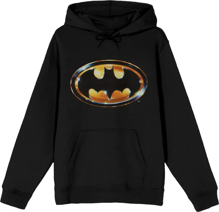 DC Comic Book Batman Logo Men's Black Graphic Print Hooded Sweatshirt- XXL