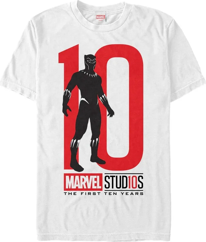 Men's Marvel 10 Anniversary Panther T-Shirt - White - Large