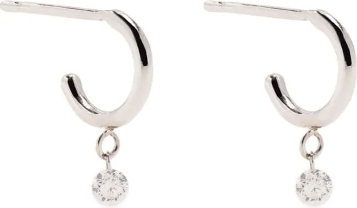 18kt White Gold Diamond Hoop Earrings