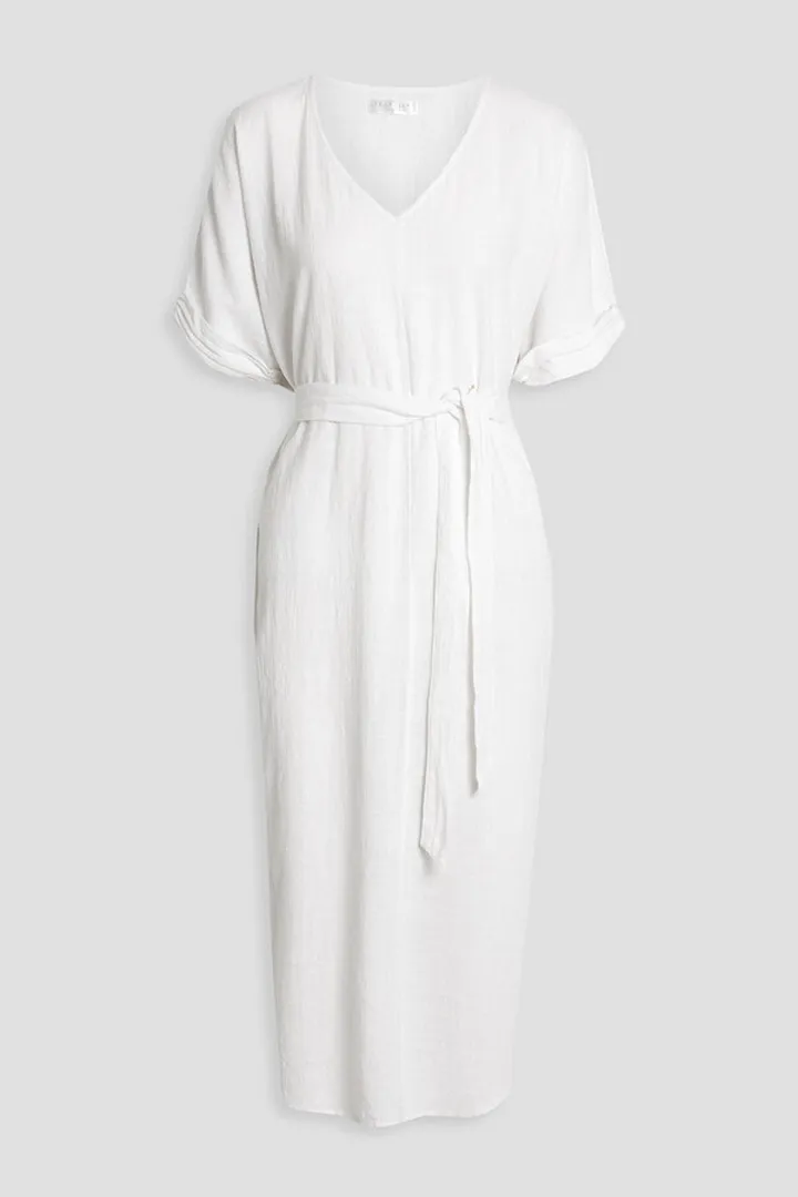 Sandy belted cotton-gauze midi dress