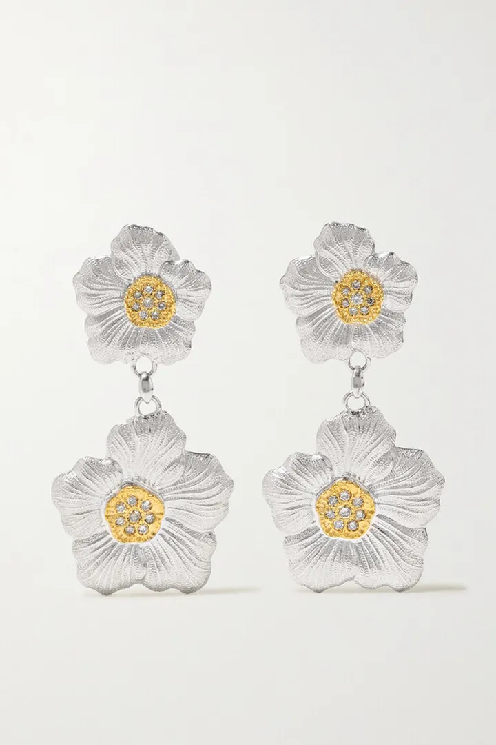 Buccellati - Gardenia Silver And Gold Vermeil Diamond Earrings - One size