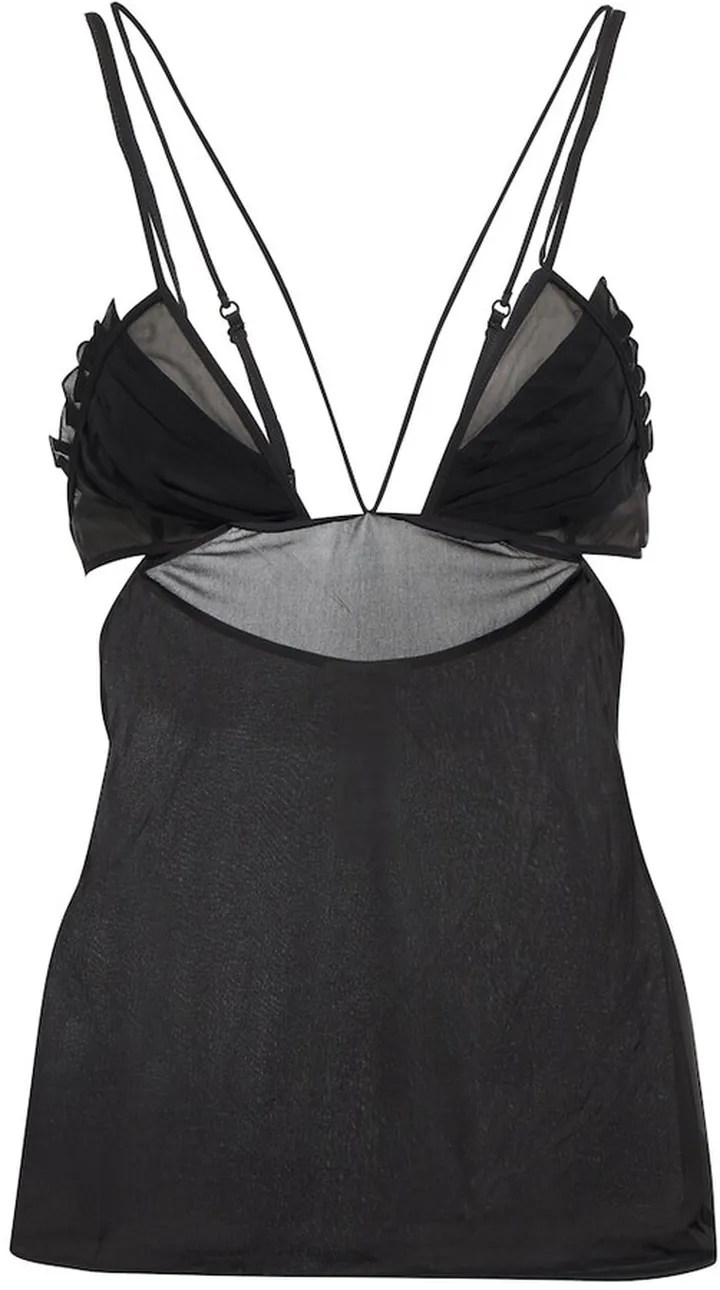 Pleated cutout mesh camisole