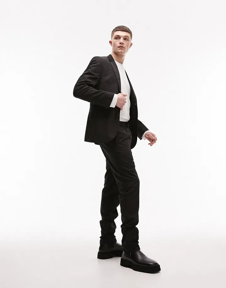 Topman slim suit pants in black