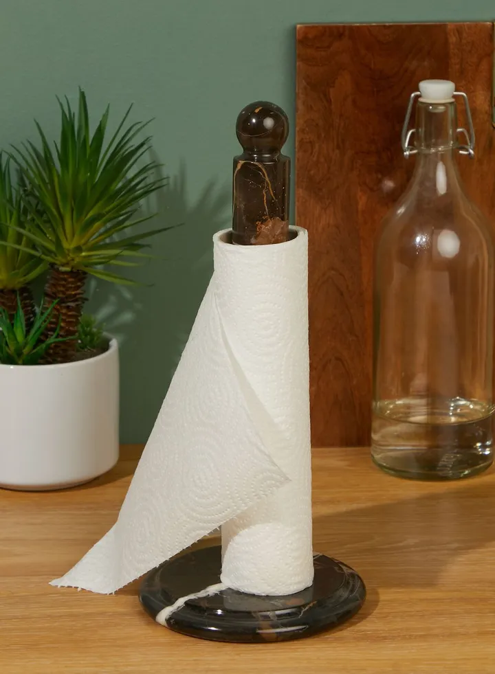 Black & Gold Marble Kitchen Roll Holder