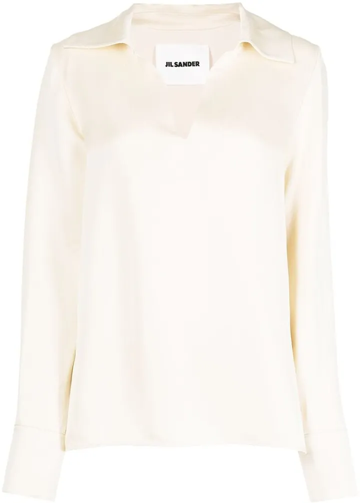 V-Neck Long-Sleeved Blouse