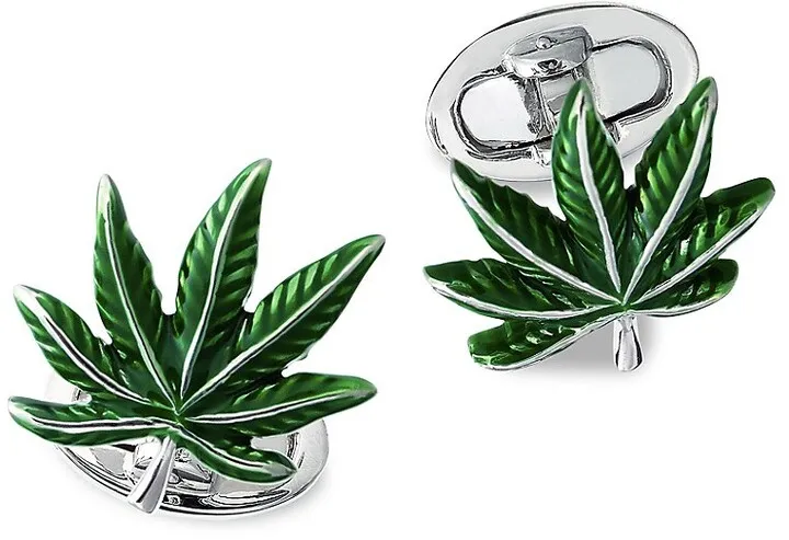 Hand Painted Cannabis Cufflinks