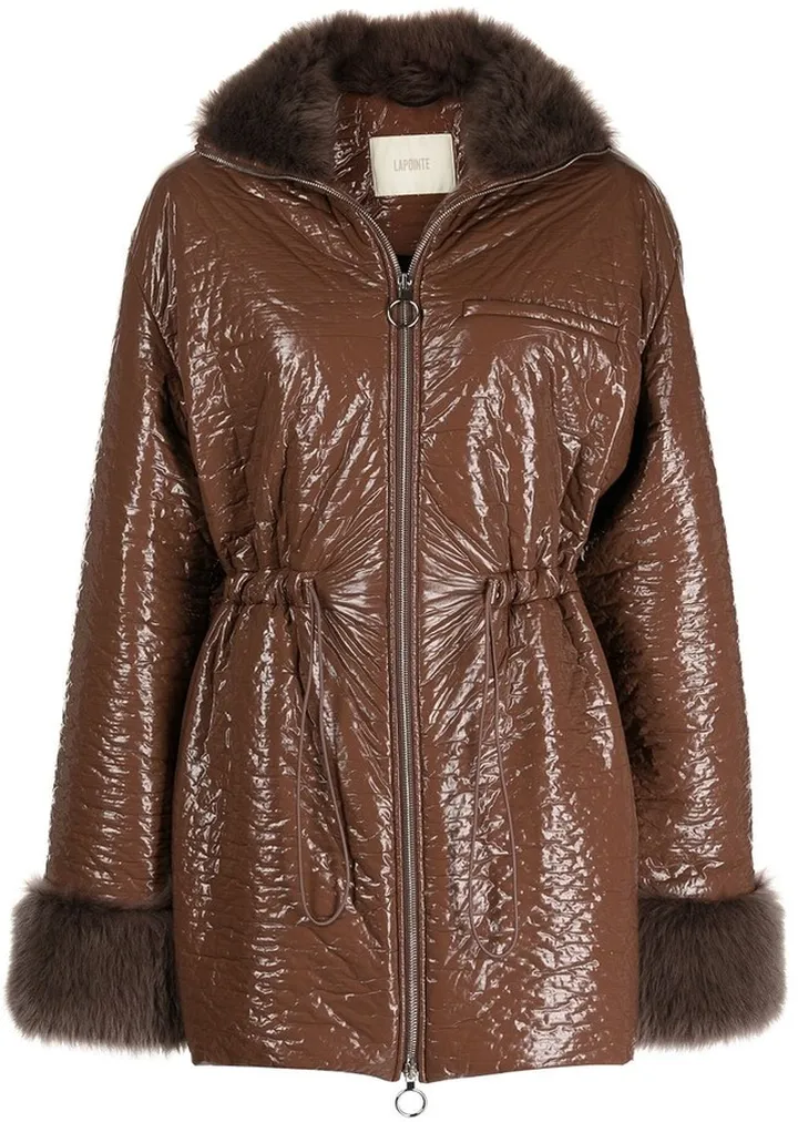 Drawstring-Waist Shearling Jacket