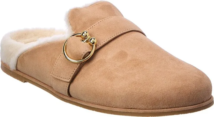 Stuart Weitzman Cozy Luxering Suede & Shearling Clog