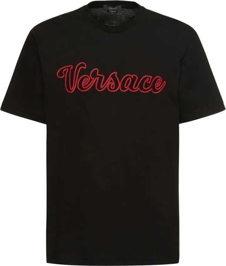 Logo embroidery cotton jersey t-shirt