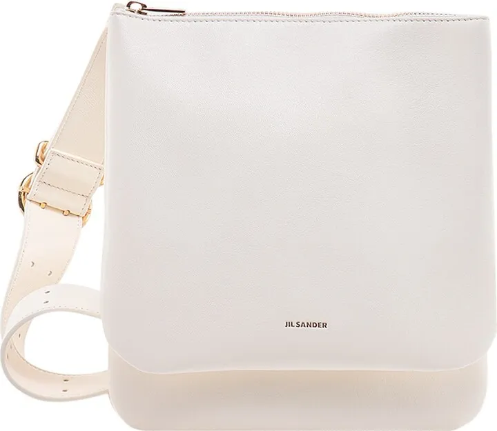Leather shoulder bag with logo print
