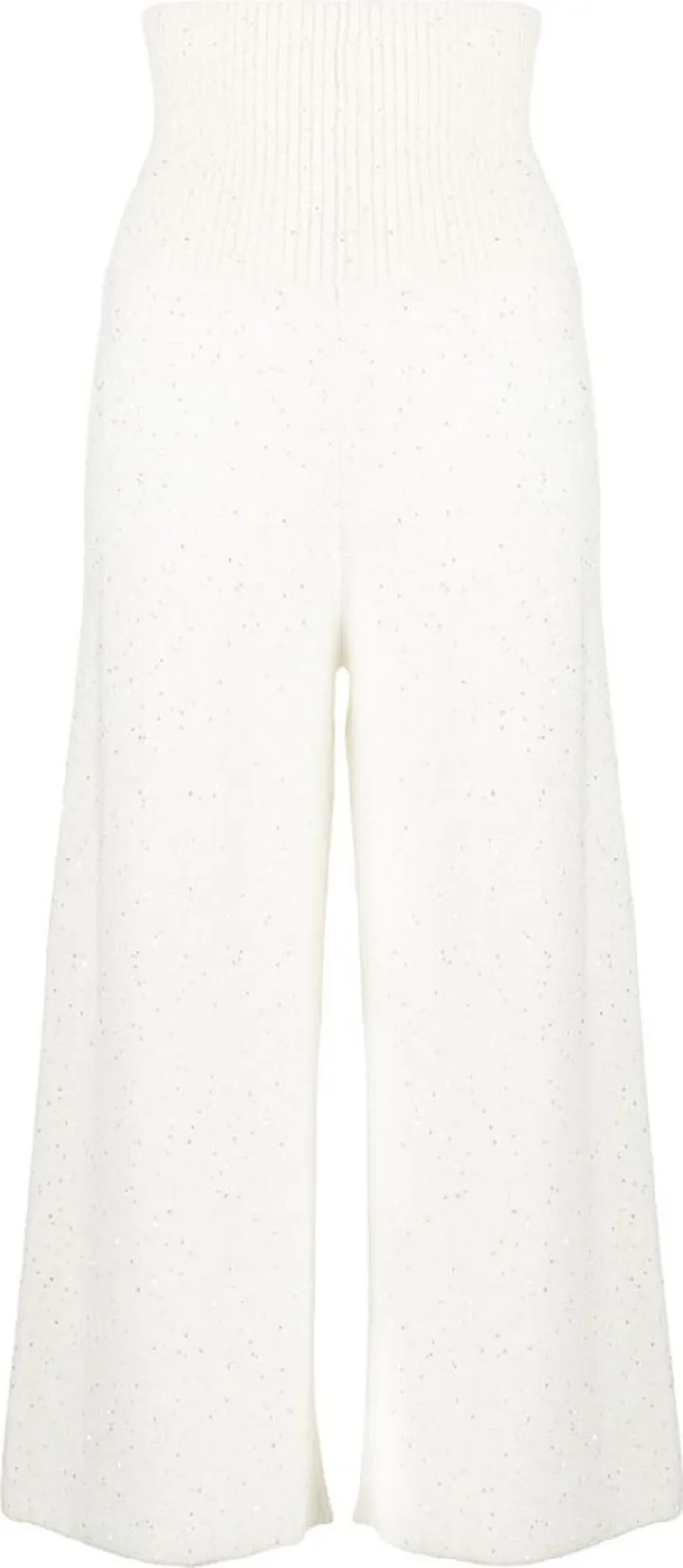 Sequin-Embellished Cropped Knitted Trousers