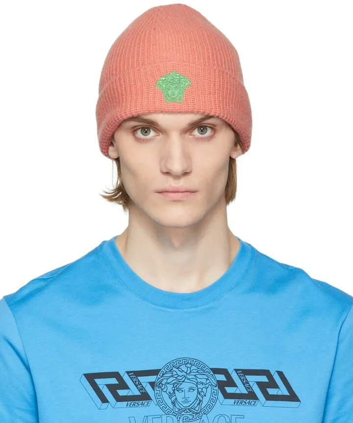 Versace Pink 'La Medusa' Pop Beanie