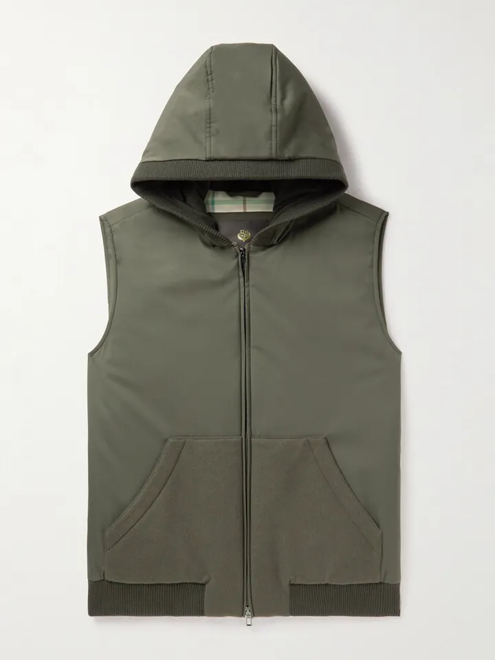 Wallace Cashmere-Trimmed Padded Shell Hooded Gilet