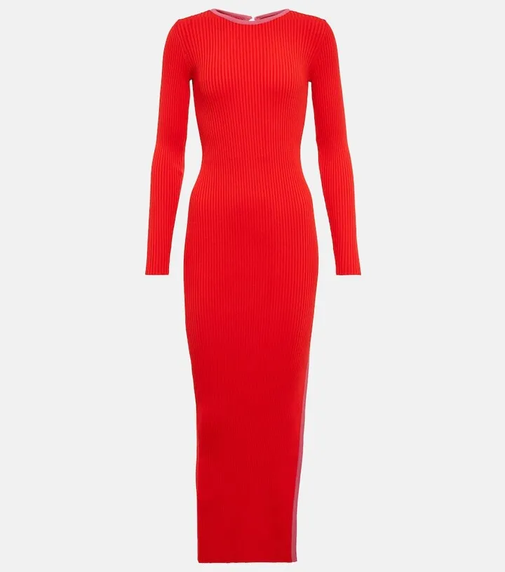 Ribbed-knit midi dress
