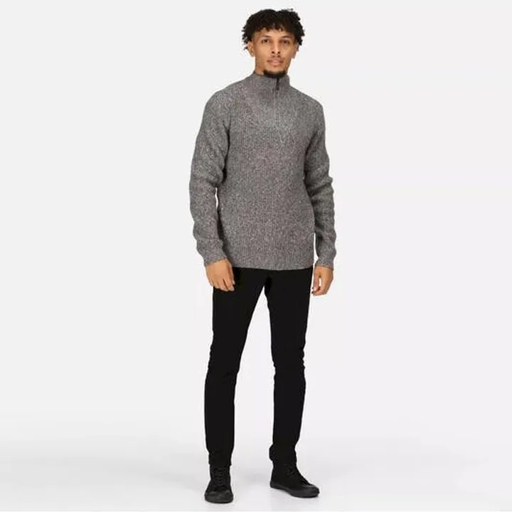 Regatta Mens Kaison Marl Knitted Half Zip Sweater - Dark Grey