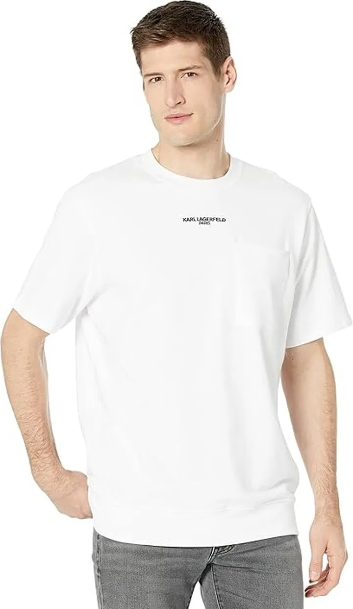 Karl Lagerfeld Paris Logo T-Shirt with Pocket (White) Men's Clothing