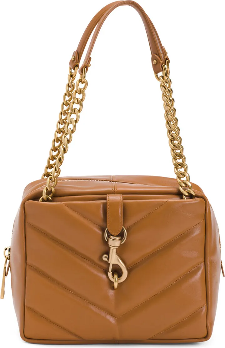 Leather Edie Maxi Quilted Top Zip Shoulder Bag